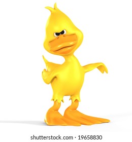 very funny toon duck with Clipping Path over white