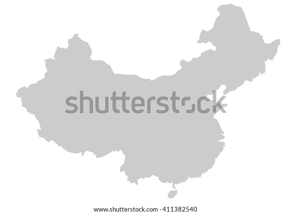 Very Light Grey Map China Asian Stock Illustration 411382540