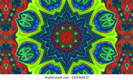 Very Nice Abstract Multicolor Tribal Kaleidoscope Background Texture.