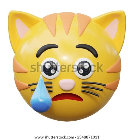 very sad face expression cat emoticon sticker 3d icon illustration