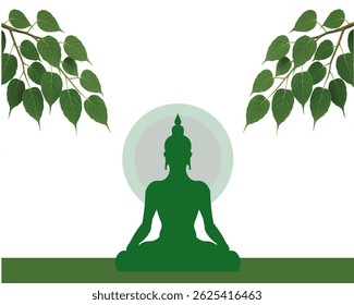 Vesak Poya banner card with Buddha and Bo tree vector 