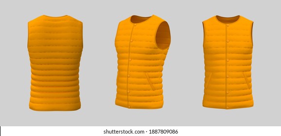 Vest Puffer Jacket Mockup. 3d Rendering, 3d Illustration