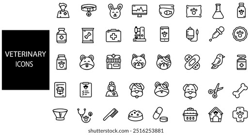 Veterinary simple concept 40 icons set. Contains such pet, care, veterinary, vet, healthcare etc .Vector illustration. - Powered by Shutterstock