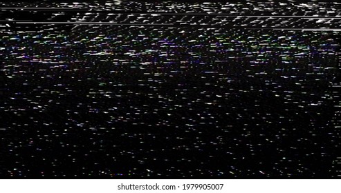 VHS Screen Digital Glitch And Noise. Videotape Tracking Defect Mode. Bkack And