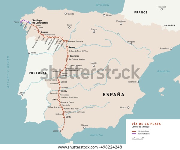 Via De La Plata Map Silver Stock Illustration 498224248