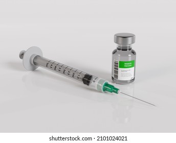 Vial Of Malaria Vaccine With Syringe (3D Illustration)