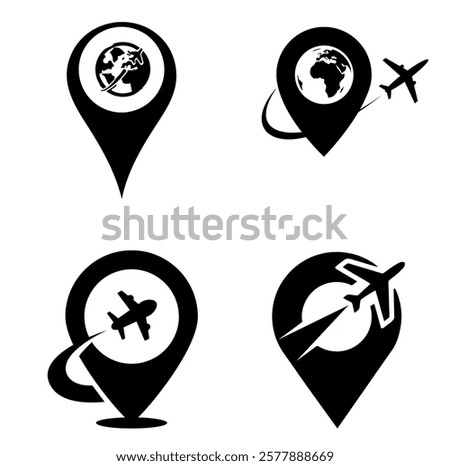 A vibrant 3D icon set featuring world maps in various styles, perfect for travel