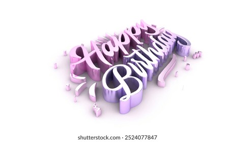 A vibrant 3D rendering of "Happy Birthday" text in a playful, pastel color palette. The letters are bold, curvy, and festive, perfect for celebration themes, greeting cards, or digital decor. - Powered by Shutterstock