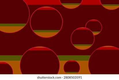 Vibrant abstract background featuring red and green circles with layered effects and depth.