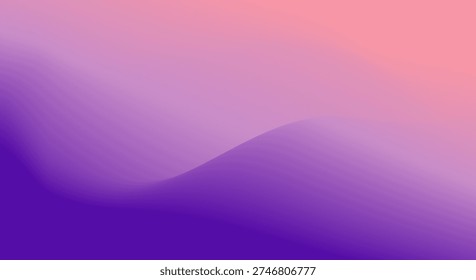 A vibrant abstract background featuring a smooth gradient of purple and pink hues, creating a beautiful and calming visual effect. The wavy shape and gentle flow of colors evoke a sense of serenity and peacefulness, making it perfect for use in various design projects.
