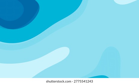 A vibrant abstract background featuring smooth, flowing waves and organic shapes in a gradient of blue hues, from deep navy to light sky blue, creating a serene and dynamic visual effect.