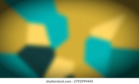 A vibrant abstract background with soft, out-of-focus polygons in shades of golden yellow and teal blue, creating a modern and artistic feel with a subtle vignette.