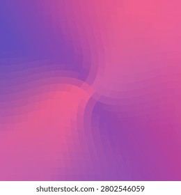A vibrant abstract digital background featuring a low-poly pixelated grid pattern twisting into dual flowing waves. The design showcases a rich, energetic color gradient transitioning between vivid magenta, bright candy pink, deep purple, and violet tones.
