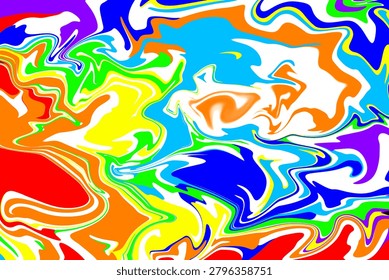 Vibrant abstract fluid art with dynamic colorful swirls and flowing marble patterns. Energetic and eye-catching design perfect for digital backgrounds, wallpapers, branding, and creative visual projects