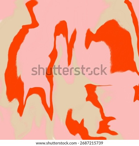 Vibrant abstract liquid marble pattern in bright orange, blush pink, and beige, symbolizing bold energy, artistic contrast, and modern digital texture.