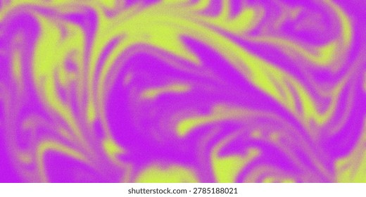 Vibrant abstract pattern with bright purple, yellow, and green swirls and waves creating an energetic visual effect.