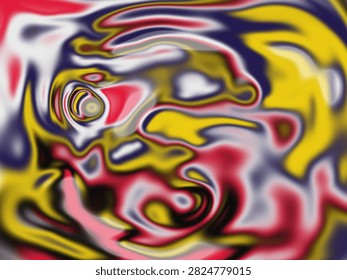 A vibrant abstract pattern featuring swirling shapes in red, yellow, blue, and white, creating a dynamic and colorful background.
