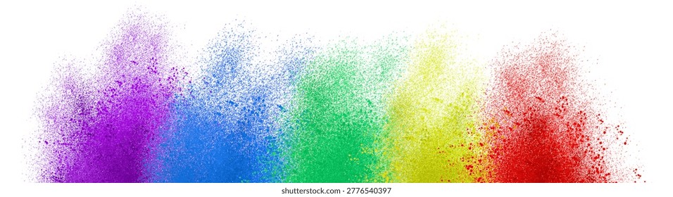 Vibrant abstract powder explosion background with gradient colors transitioning from purple to red. Perfect for posters, banners, web design, presentations, and festive branding projects.