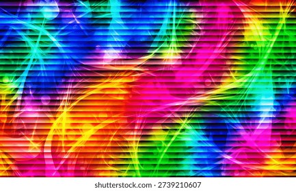 Vibrant Abstract Rainbow Waves Background with Textured Color Flow