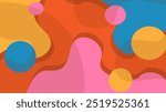 A vibrant abstract vector illustration featuring fluid, overlapping organic shapes in warm tones of orange, yellow, pink, and blue. Perfect for modern design backgrounds, digital art, and creative.