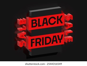 Vibrant Black Friday Sale Banner with 3D Text and High-Contrast Colors - Powered by Shutterstock