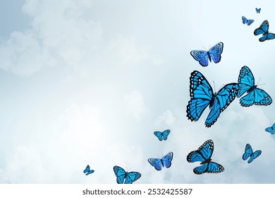 Las mariposas azules vibrantes