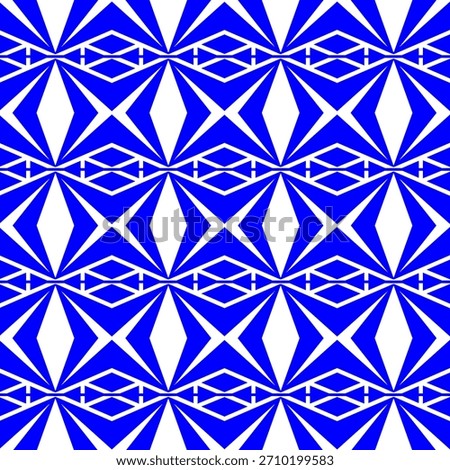 Vibrant blue geometric seamless pattern with sharp angular, modern and abstract shapes