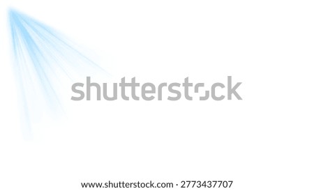 Vibrant blue light rays emanating from the top left corner on a pure white background, creating a dynamic and energetic visual effect with soft gradient details.