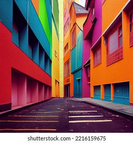 Vibrant City Street Background Wallpaper, Colorful And Interesting, A Cool Design For Posters And Online Creative Illustrations.