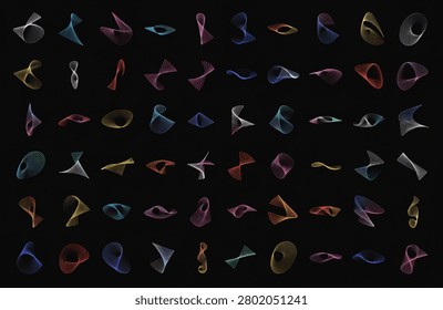 Vibrant collection of fluid geometric forms adrift against a deep void. This conceptual background suits technology and innovation themes.