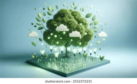 A vibrant depiction of sustainable practices, featuring a green ecosystem symbolizing eco-consciousness and environmental care - Powered by Shutterstock