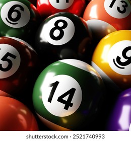 A vibrant and detailed closeup of various billiard balls. 3d-rendering - Powered by Shutterstock