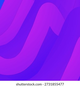 A vibrant and dynamic digital background featuring a monochromatic palette of electric purple, violet, and deep blue-purple hues. The composition is dominated by large, sweeping fluid waves that overlap and interweave across the square frame.