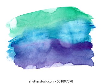 Vibrant emerald green to dark purple gradient painted in watercolor clean white background