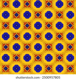 

Vibrant and eye-catching blue and yellow pattern featuring dynamic geometric shapes and harmonious color contrast. This design captures attention . - Powered by Shutterstock