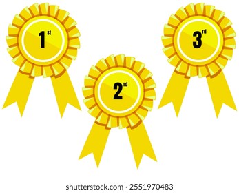 Vibrant gold first, second, and third-place ribbons symbolize excellence, achievement, and competition success. - Powered by Shutterstock