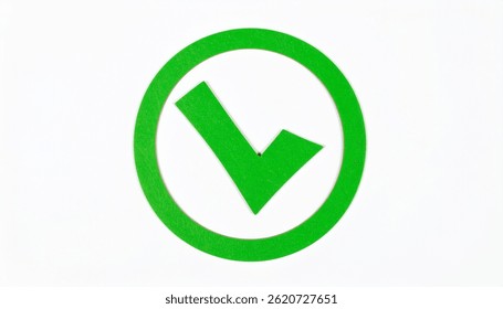 A vibrant green checkmark, prominently displayed within a circular green border, signifies approval, correctness, and positive affirmation on a white background. - Powered by Shutterstock - Get 15% off with code: PIKWIZARD15