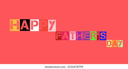 Vibrant Happy Father's Day Banner with a Bold Pink Background and Colorful Typography - Powered by Shutterstock