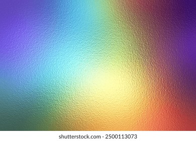 Vibrant hologram rainbow foil texture, colorful gradient background with frosted glass texture for making text effect or wallpaper.