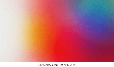 A vibrant, multicolored abstract background with a gradient effect, transitioning smoothly from white to yellow, orange, red, purple, and blue.