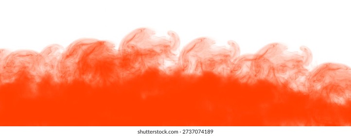 Vibrant orange ink slowly diffuses and swirls upwards against the white surface creating an abstract cloud border effect perfect for modern energetic designs and backgrounds.