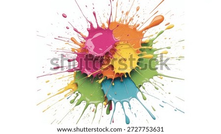 Vibrant paint splashes explode in a colorful abstract design