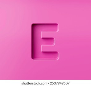 Vibrant pink Alphabet letter E embossed on a pink background, 3d illustration - Powered by Shutterstock