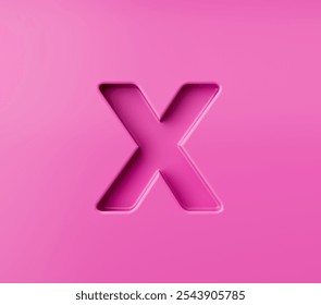 Vibrant pink Alphabet letter X embossed on a pink background, 3d illustration - Powered by Shutterstock