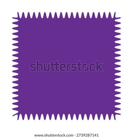 A vibrant purple square with a zigzag border pattern.