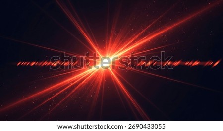 Vibrant red light rays emanating from a central point in darkness