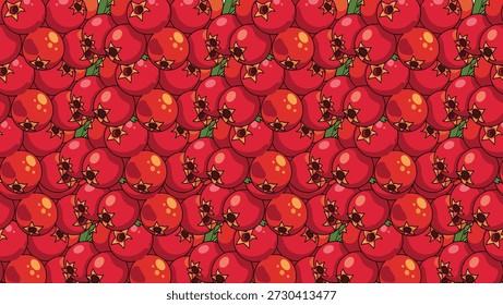A vibrant red pattern with repeating tomato shapes, evoking freshness and visual punch.