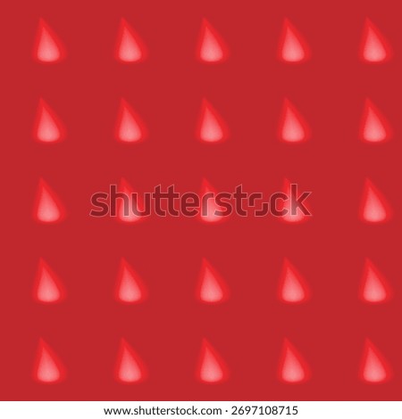 Vibrant Red Seamless Pattern with Glowing White Stylized Teardrop Shape Repeated Background