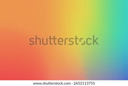 A vibrant, soft gradient background transitions smoothly from warm coral and orange to bright yellow, lime green, and cool teal blue, creating a cheerful and energetic abstract design.