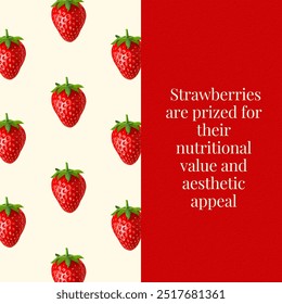 A vibrant strawberry pattern with a motivational message on a bold red background, ideal for those seeking inspiration and cheer in their daily life. - Powered by Shutterstock